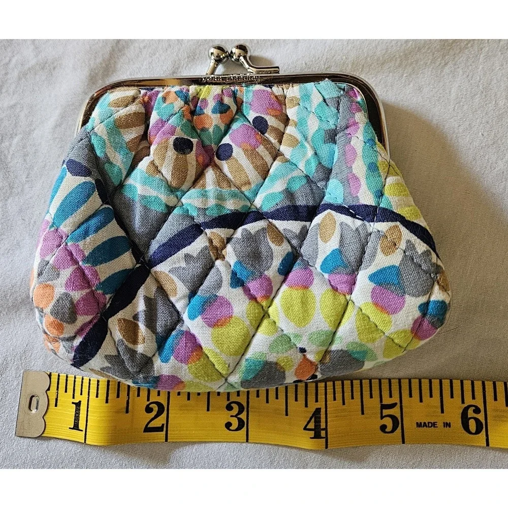 Vera Bradley Kiss Lock Coin Purse Quilted Multicolor Floral Change Wallet Clutch - Picture 5 of 6